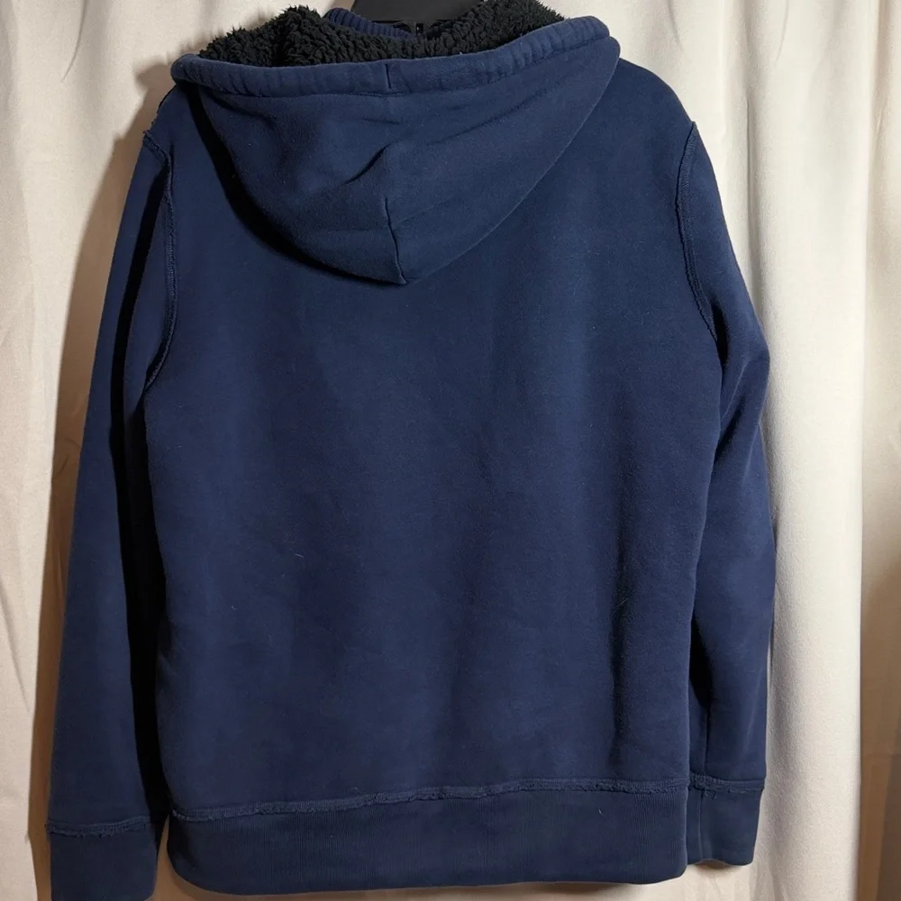 Y2K‎ Hollister Men’s Sherpa Lined Full Zip Collar Hoodie Navy Logo Size Small